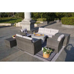 7-Piece Outdoor Wicker Conversation Sofa Set with Fire Pit