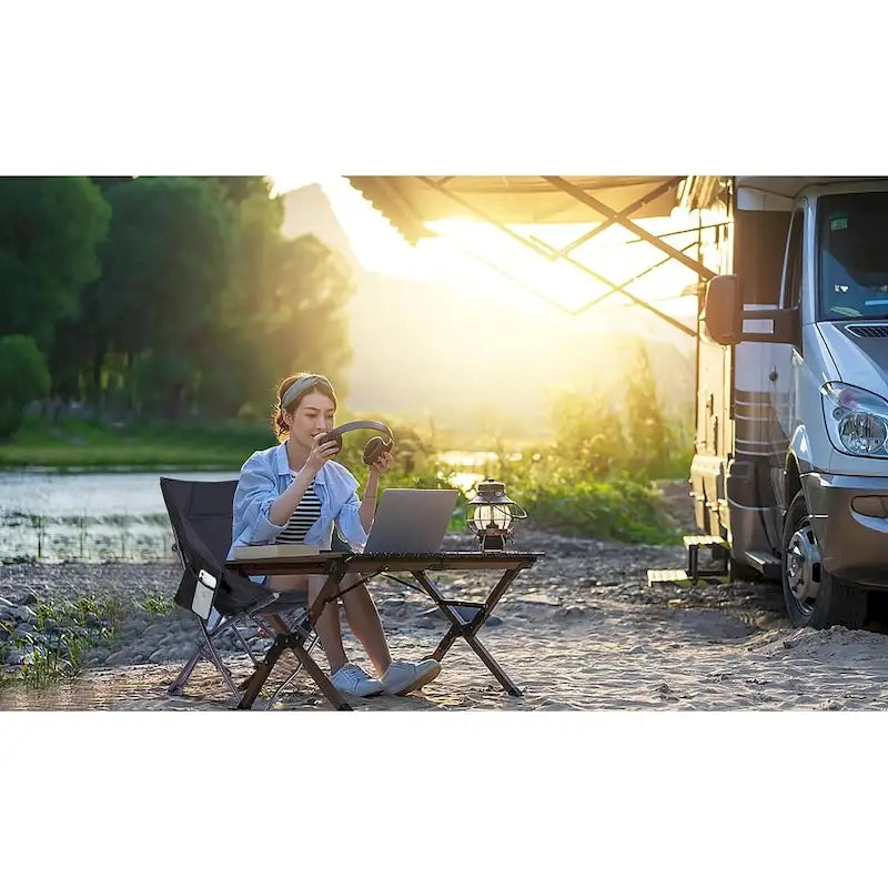Heated Camping Chair, Camping Chair Heated Folding Chair, Portable w/Carry Bag and Shoulder Strap, Power Bank Included
