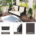 Porch Swings Outdoor 500 Lbs,Wicker Hanging with Chains & Cushions