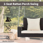 Porch Swings Outdoor 500 Lbs,Wicker Hanging with Chains & Cushions