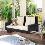 Porch Swings Outdoor 500 Lbs,Wicker Hanging with Chains & Cushions