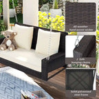 Porch Swings Outdoor 500 Lbs,Wicker Hanging with Chains & Cushions
