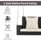 Porch Swings Outdoor 500 Lbs,Wicker Hanging with Chains & Cushions