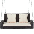 Porch Swings Outdoor 500 Lbs,Wicker Hanging with Chains & Cushions