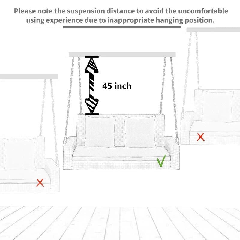 Porch Swings Outdoor 500 Lbs,Wicker Hanging with Chains & Cushions