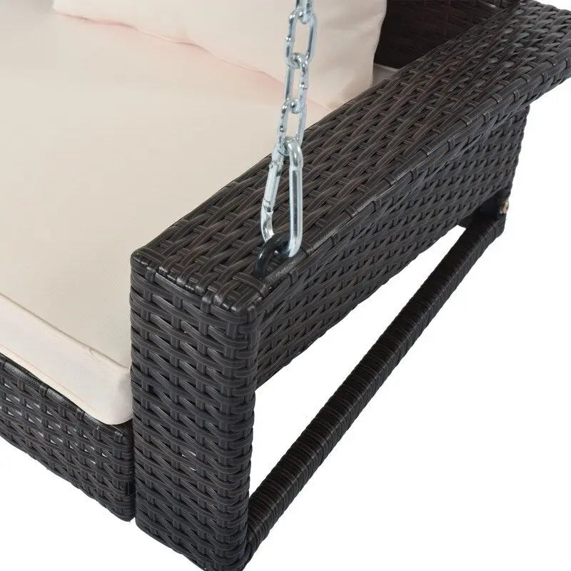 Porch Swings Outdoor 500 Lbs,Wicker Hanging with Chains & Cushions