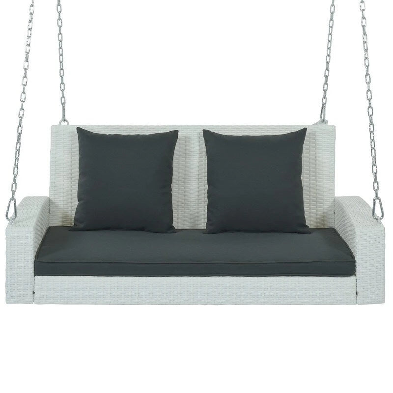 Porch Swings Outdoor 500 Lbs,Wicker Hanging with Chains & Cushions
