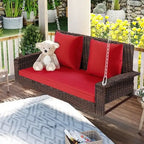 Porch Swings Outdoor 500 Lbs,Wicker Hanging with Chains & Cushions