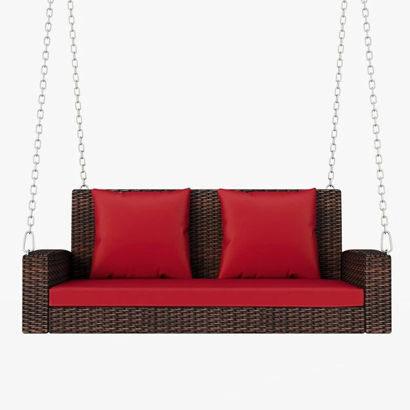 Porch Swings Outdoor 500 Lbs,Wicker Hanging with Chains & Cushions