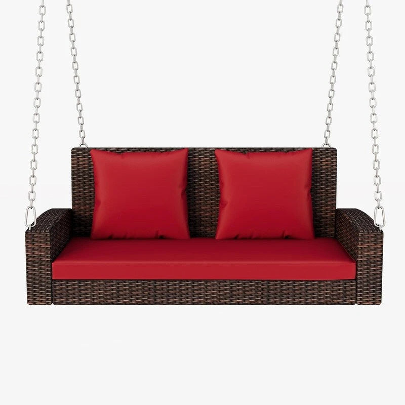 Porch Swings Outdoor 500 Lbs,Wicker Hanging with Chains & Cushions