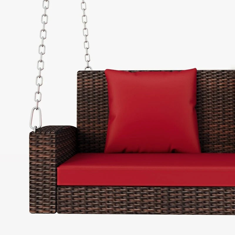 Porch Swings Outdoor 500 Lbs,Wicker Hanging with Chains & Cushions