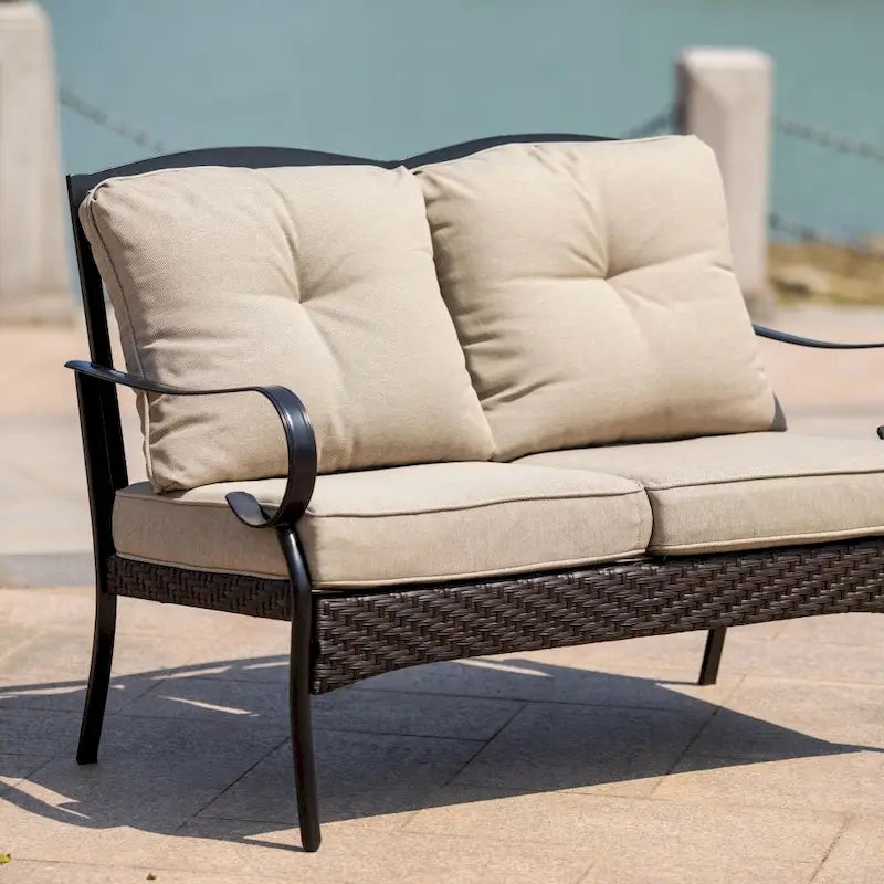Patio Iron 4 or 5 Piece Sofa Seating Group with Cushions