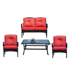 Patio Iron 4 or 5 Piece Sofa Seating Group with Cushions