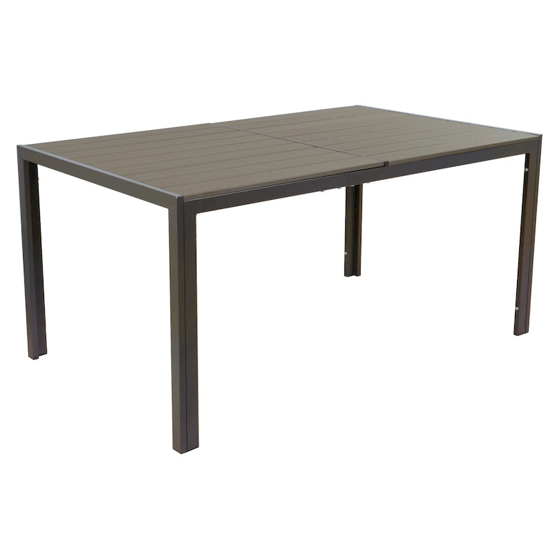 Kozyard Coolmen Outdoor Patio Dining Table with Powder-Coated Frame and Wood Like Laminate Table Top