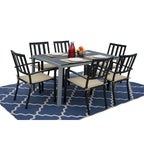Kozyard Coolmen Outdoor Patio Dining Table with Powder-Coated Frame and Wood Like Laminate Table Top