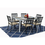 Kozyard Coolmen Outdoor Patio Dining Table with Powder-Coated Frame and Wood Like Laminate Table Top
