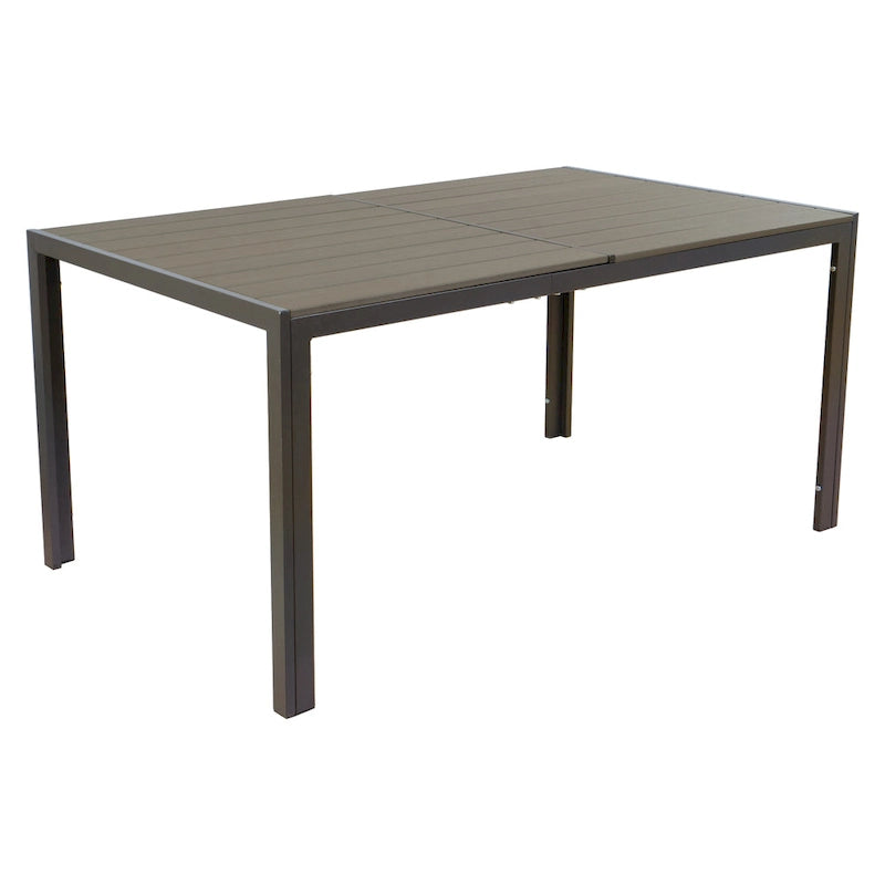 Kozyard Coolmen Outdoor Patio Dining Table with Powder-Coated Frame and Wood Like Laminate Table Top