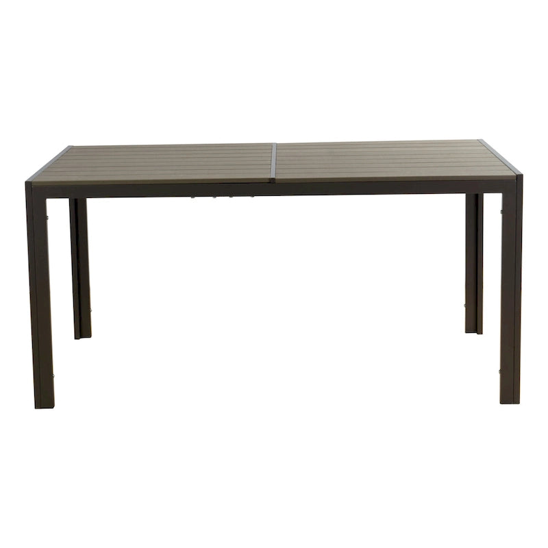 Kozyard Coolmen Outdoor Patio Dining Table with Powder-Coated Frame and Wood Like Laminate Table Top