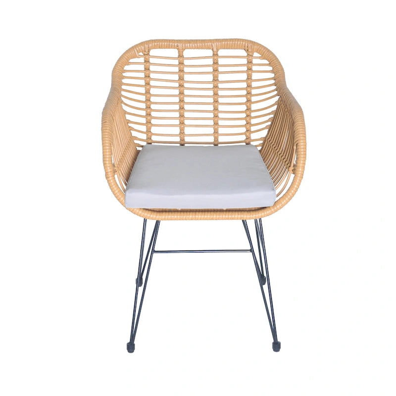 3-piece Outdoor Wicker Rattan Cushioned Bistro Set With Table