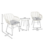 3-piece Outdoor Wicker Rattan Cushioned Bistro Set With Table