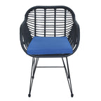 3-piece Outdoor Wicker Rattan Cushioned Bistro Set With Table