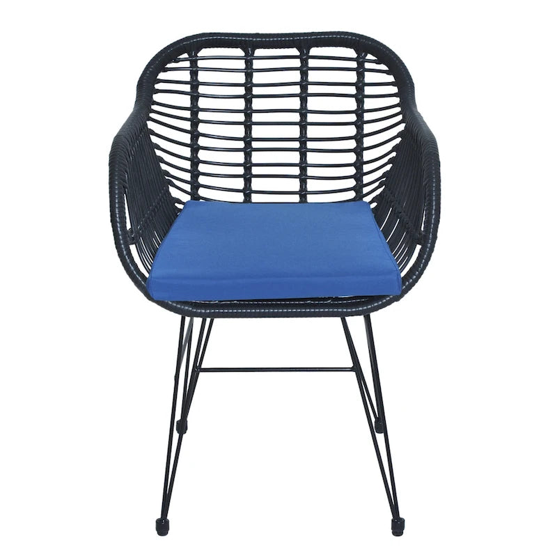 3-piece Outdoor Wicker Rattan Cushioned Bistro Set With Table