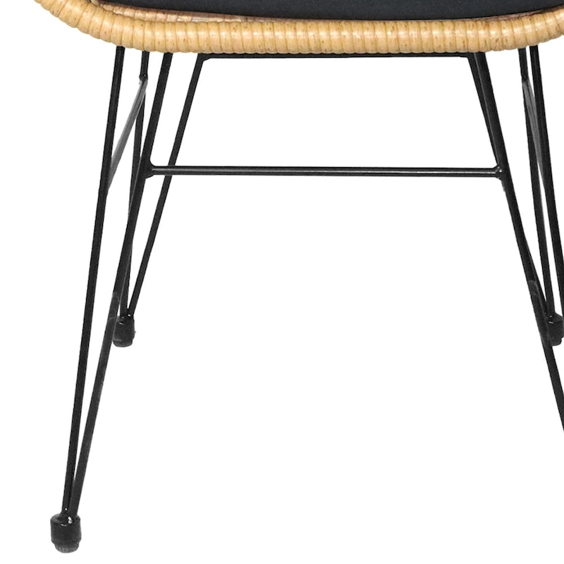3-piece Outdoor Wicker Rattan Cushioned Bistro Set With Table