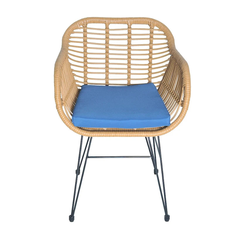 3-piece Outdoor Wicker Rattan Cushioned Bistro Set With Table