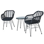 3-piece Outdoor Wicker Rattan Cushioned Bistro Set With Table