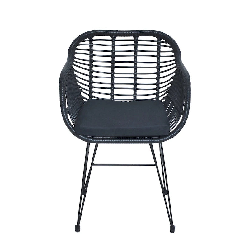 3-piece Outdoor Wicker Rattan Cushioned Bistro Set With Table