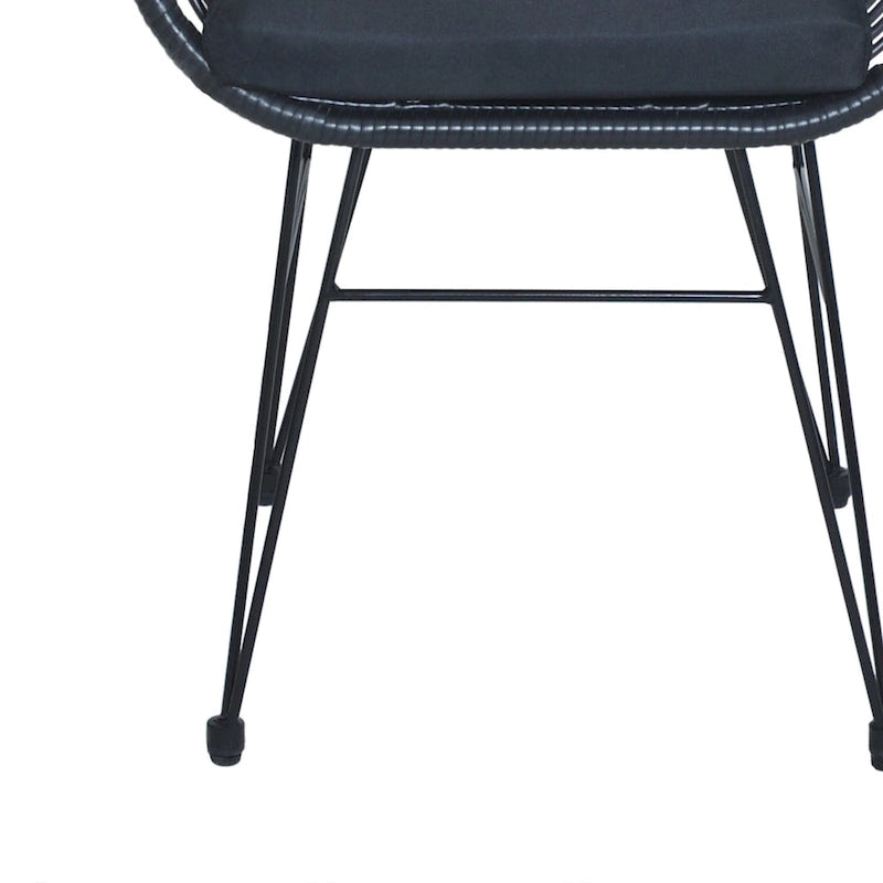 3-piece Outdoor Wicker Rattan Cushioned Bistro Set With Table