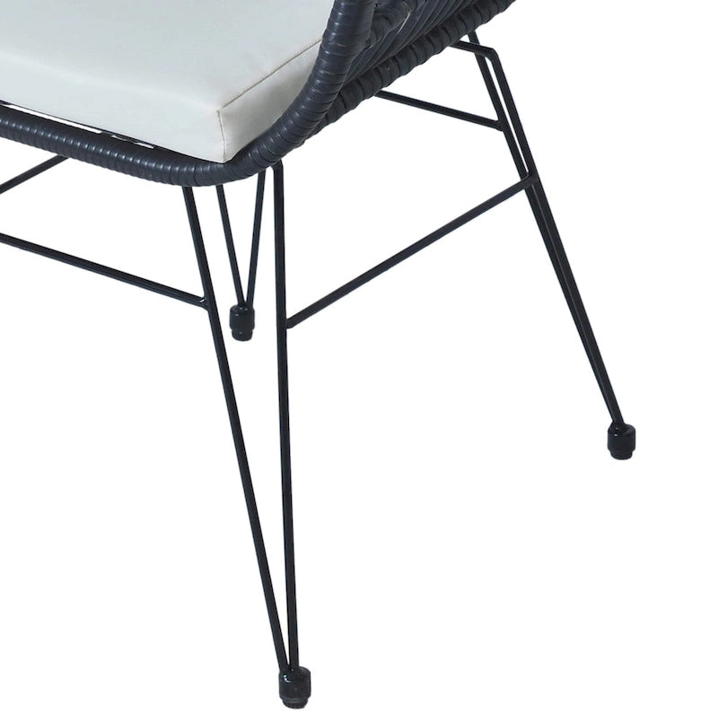 3-piece Outdoor Wicker Rattan Cushioned Bistro Set With Table
