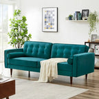 Bouclé Fabric Sofa with Tufting – Grey / Dark Yellow / Navy Blue / Orange / Teal, Mid-Century Modern, Seats 3