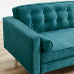 Bouclé Fabric Sofa with Tufting – Grey / Dark Yellow / Navy Blue / Orange / Teal, Mid-Century Modern, Seats 3