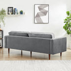 Bouclé Fabric Sofa with Tufting – Grey / Dark Yellow / Navy Blue / Orange / Teal, Mid-Century Modern, Seats 3