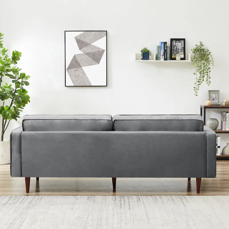 Bouclé Fabric Sofa with Tufting – Grey / Dark Yellow / Navy Blue / Orange / Teal, Mid-Century Modern, Seats 3