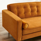 Bouclé Fabric Sofa with Tufting – Grey / Dark Yellow / Navy Blue / Orange / Teal, Mid-Century Modern, Seats 3
