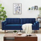Bouclé Fabric Sofa with Tufting – Grey / Dark Yellow / Navy Blue / Orange / Teal, Mid-Century Modern, Seats 3