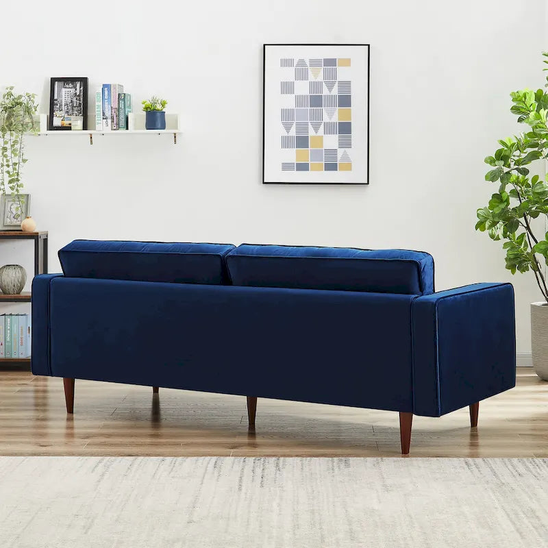 Bouclé Fabric Sofa with Tufting – Grey / Dark Yellow / Navy Blue / Orange / Teal, Mid-Century Modern, Seats 3