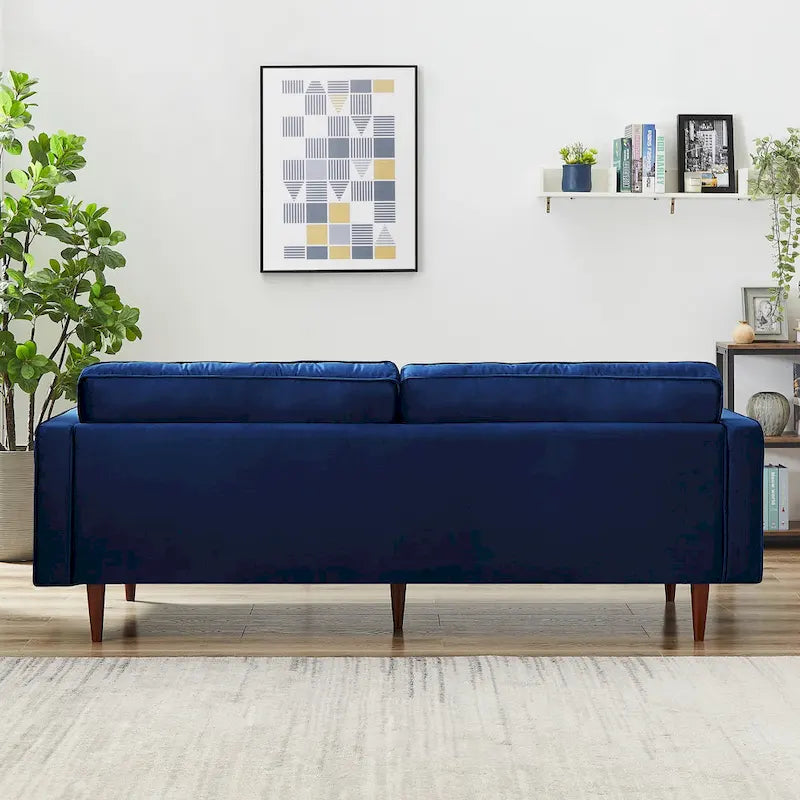 Bouclé Fabric Sofa with Tufting – Grey / Dark Yellow / Navy Blue / Orange / Teal, Mid-Century Modern, Seats 3