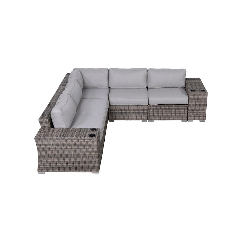 LSI Wicker/Rattan 4 - Person Seating Group with Cushions