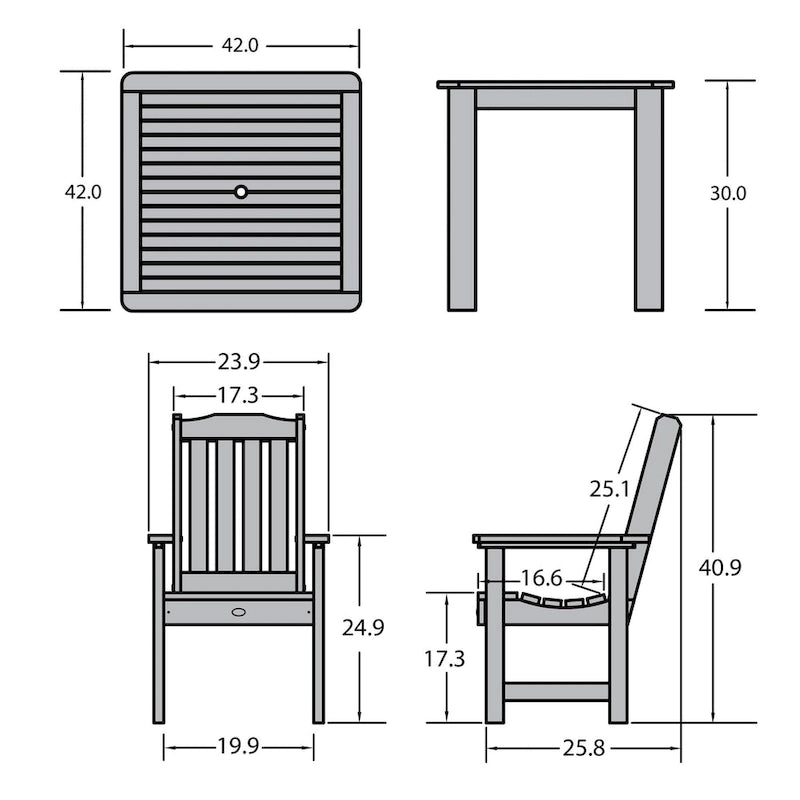 Lehigh 5-Piece Outdoor Dining Set - 42 x 42 Table, Dining-height
