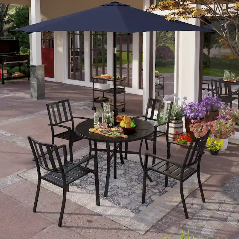 MAISON ARTS 5/6-Piece Patio E-Coating & Stackable Dining Set
