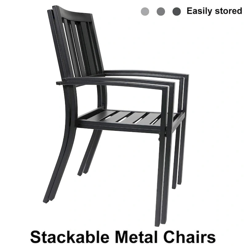 MAISON ARTS 5/6-Piece Patio E-Coating & Stackable Dining Set
