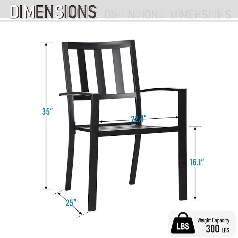 MAISON ARTS 5/6-Piece Patio E-Coating & Stackable Dining Set