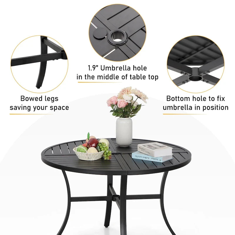 MAISON ARTS 5/6-Piece Patio E-Coating & Stackable Dining Set