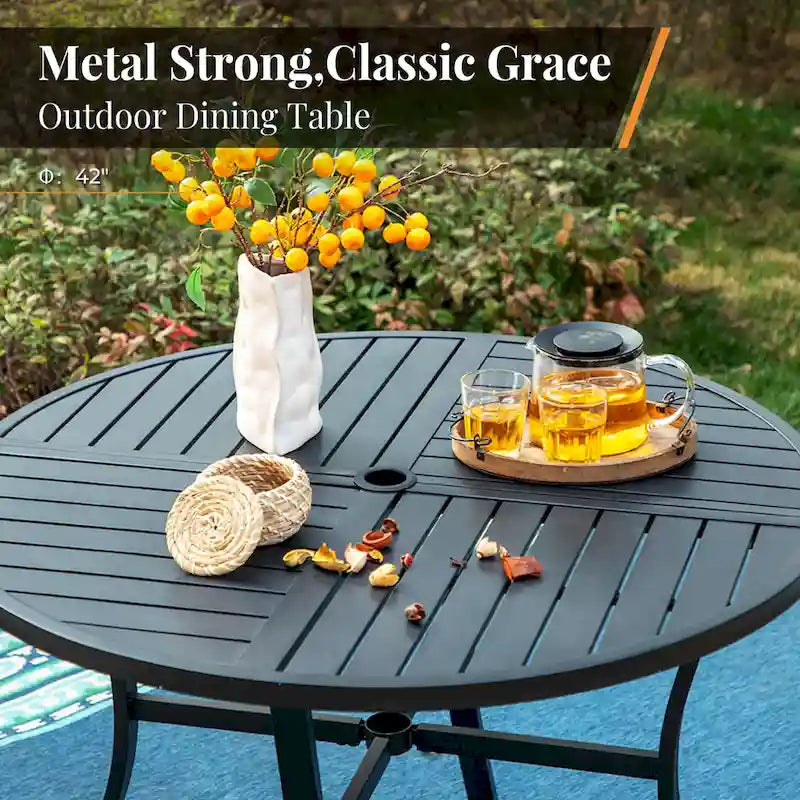 MAISON ARTS 5/6-Piece Patio E-Coating & Stackable Dining Set