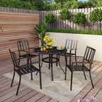 MAISON ARTS 5/6-Piece Patio E-Coating & Stackable Dining Set