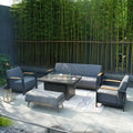 5-Piece Patio Acrylic Sponge Chat Set with Fire Pit Table and Bench