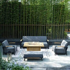 5-Piece Patio Acrylic Sponge Chat Set with Fire Pit Table and Bench
